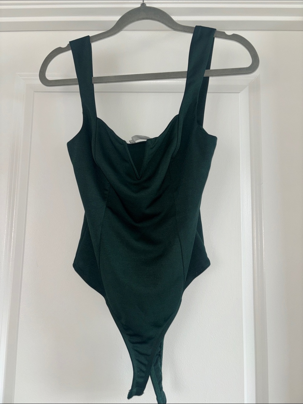 Astr Emerald Green Draped Strap One-Piece Bodysuit